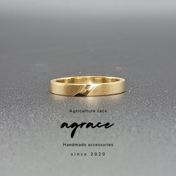 2mm幅】真鍮 槌目リング 夕焼けに染まる水面｜極細・キラキラ・ユニ