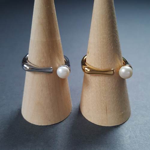 1pcs] オール ステンレス 淡水パール スクエア リング 約12号