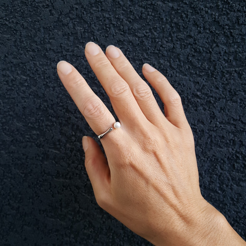 1pcs] オール ステンレス 淡水パール スクエア リング 約12号