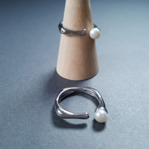 1pcs] オール ステンレス 淡水パール スクエア リング 約12号