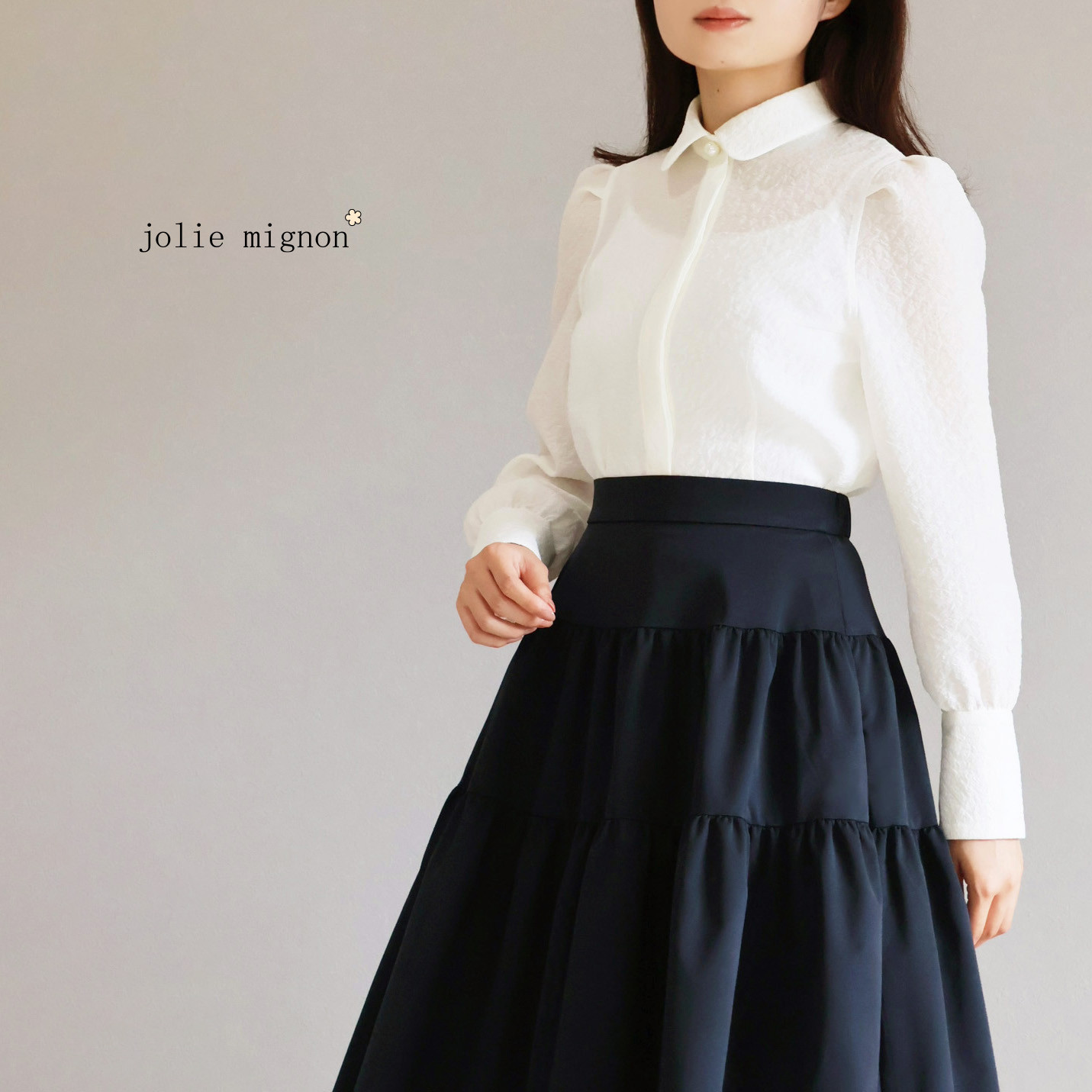 【3サイズ展開◎】ふくれオーガンジーブラウス【アイボリー】