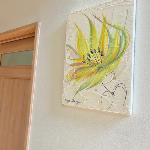 flower 【原画/木製パネルP8/アクリル画】インテリア テクスチャー