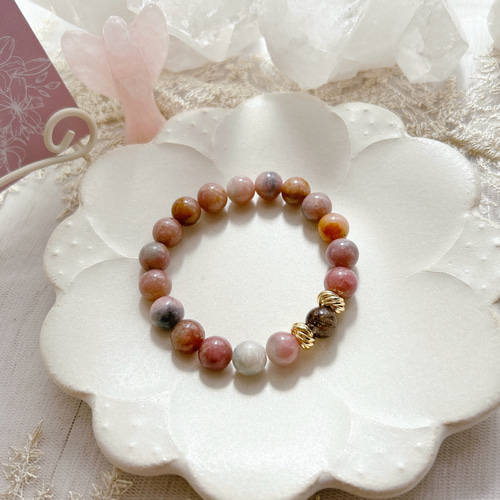 値下げ中❗️天然石　ルチル　ブレスレット ルチルクォーツ 高品質天然石ブレスレット パワーストーン 約8mm玉