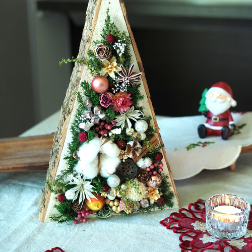 クリスマス/インテリア/玄関飾り》ナチュラル木枠フレームの壁掛け