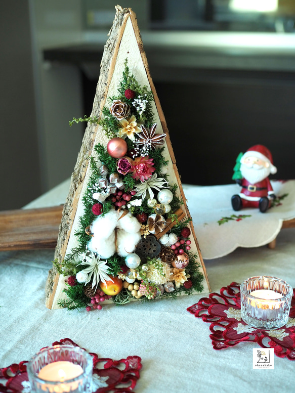 クリスマス/インテリア/玄関飾り》ナチュラル木枠フレームの壁掛け