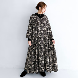 インド綿　ワンピース　ブロックプリント インド綿 ブロックプリント 花柄ワンピース blue | iichi 日々の暮らし