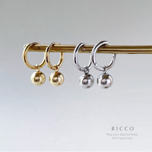 つけっぱなしOK! 】ボールチャームフープピアス 2WAY ペアアクセサリー 