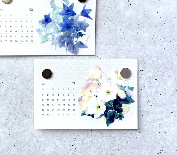 2026年版 -選んで飾れる- 花と草木のイラストカレンダー (ハガキサイズ・イラスト6種) 5枚目の画像