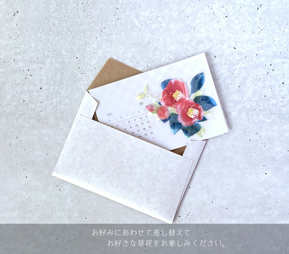 2026年版 -選んで飾れる- 花と草木のイラストカレンダー (ハガキサイズ・イラスト6種) 10枚目の画像