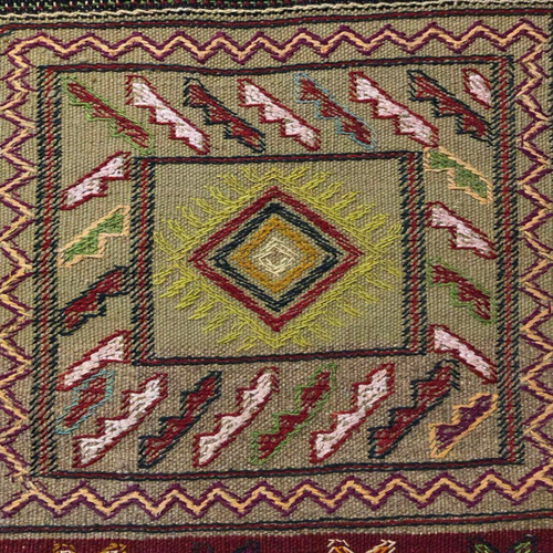 ペルシャ手織りシルクスマックキリム トライバルデザイン スマック織り