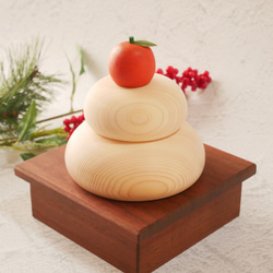 紀州ひのきのもっちり鏡もち Lサイズ 選べる土台３種　木／木製／鏡餅／正月飾り／門松 と一緒に 2枚目の画像