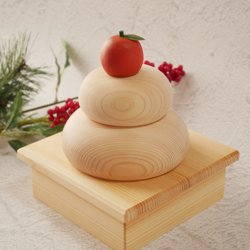 紀州ひのきのもっちり鏡もち Lサイズ 選べる土台3種 木／木製／鏡餅