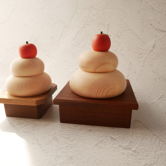 紀州ひのきのもっちり鏡もち Lサイズ 選べる土台３種　木／木製／鏡餅／正月飾り／門松 と一緒に 6枚目の画像