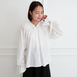 式典〜普段着も◎ 大人可愛い 袖リボン ブラウス ホワイト シワになり