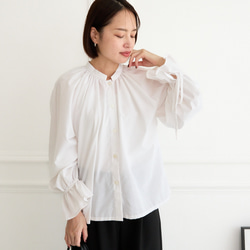 最終お値下♡美品 ✨️ 45rpm綿100%白ブラウス　羽織り前開リボン紐 式典〜普段着も◎ 大人可愛い 袖リボン ブラウス ホワイト シワになり