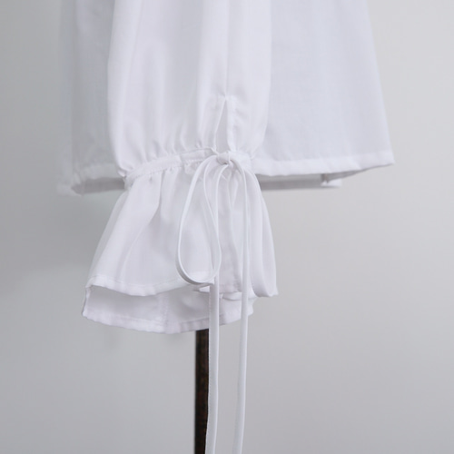 式典〜普段着も◎ 大人可愛い 袖リボン ブラウス ホワイト シワになり