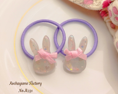 リボンとうさぎちゃん ハートヘアゴム 457cba5166a829bd5483cfefa3326b
