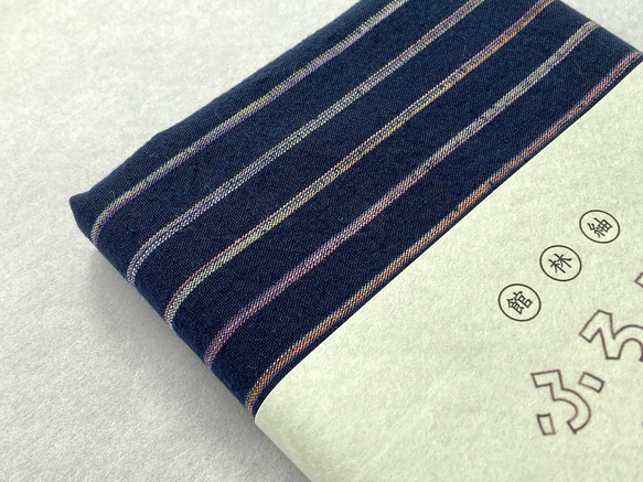 館林紬 ふろしき 紺＋ピンク【群馬産織物】 3枚目の画像