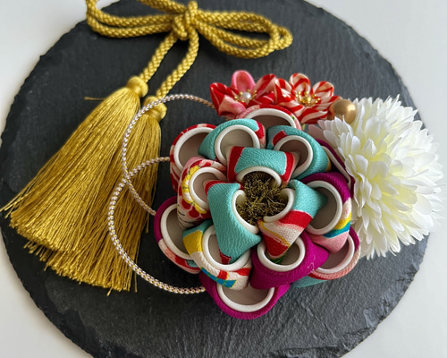 アンティーク着物に合う レトロモダンなヘアクリップ 紫 ｜成人式