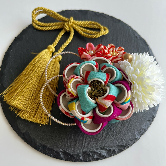 アンティーク着物に合う レトロモダンなヘアクリップ 紫 ｜成人式