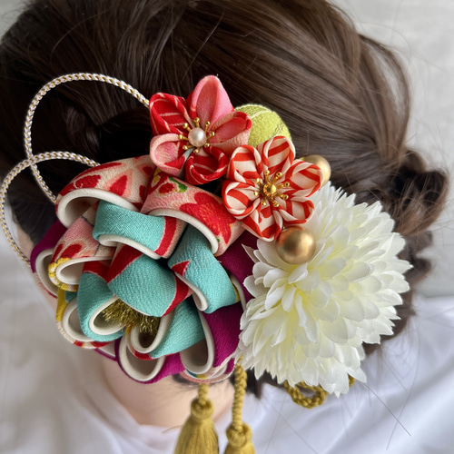 アンティーク着物に合う レトロモダンなヘアクリップ 紫 ｜成人式