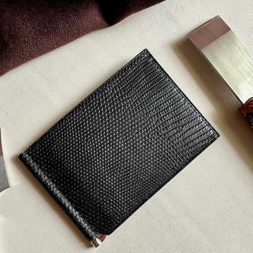 プレブリック　マネークリップ THOMAS - Crocodile col.Black