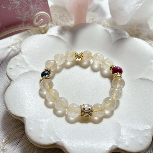 ルビー＆ルビーインカイヤナイト＆ゴールドルチルクォーツ 天然石