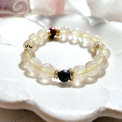 ルビー＆ルビーインカイヤナイト＆ゴールドルチルクォーツ 天然石