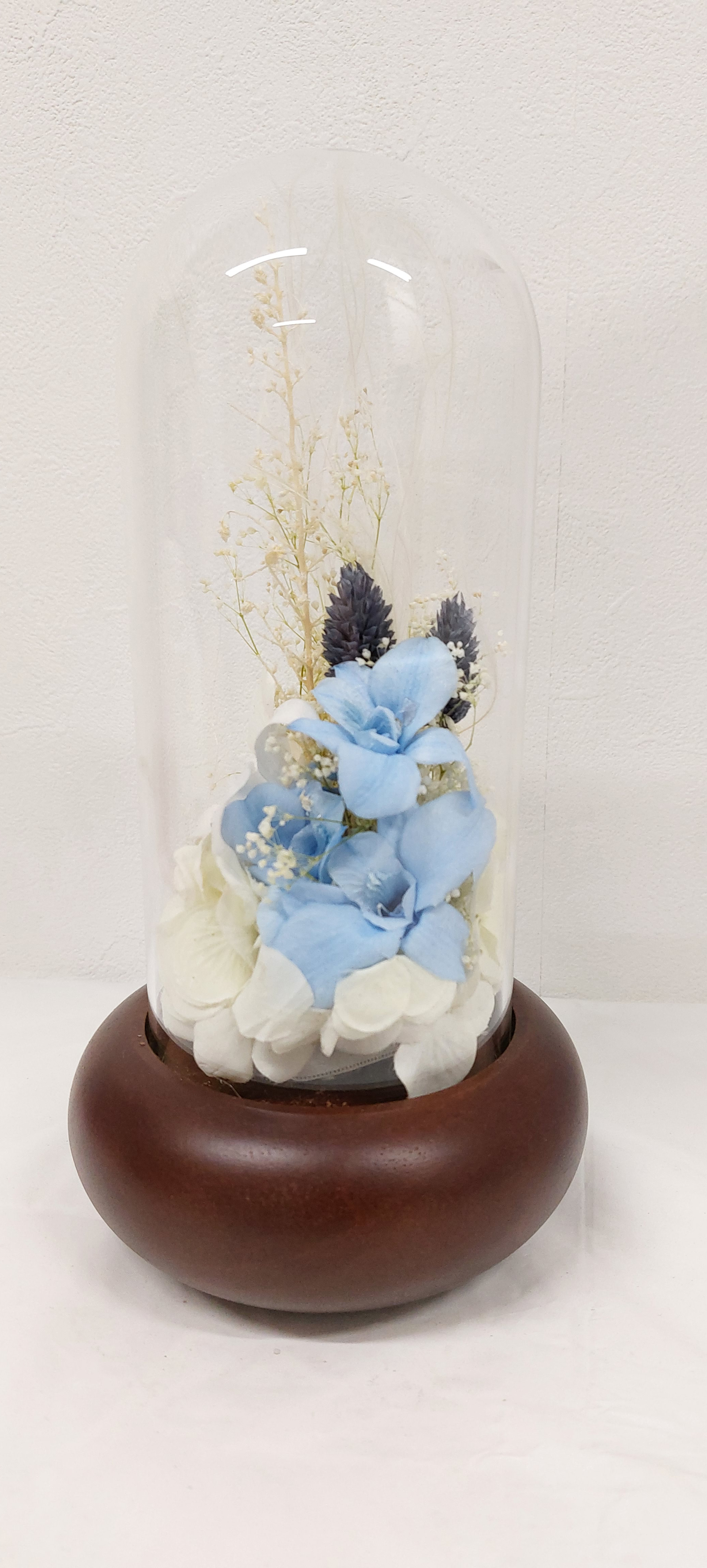 【受注販売】ブルーの蘭とホワイトのカスミソウのメモリアルフラワー