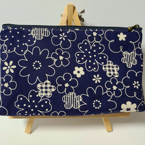 花柄20㎝ファスナーポーチ コスメポーチ ハンドメイド 通帳