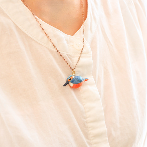 和紙アクセサリー/ネックレス『カワセミ（翡翠）』 鳥 野鳥 ネックレス