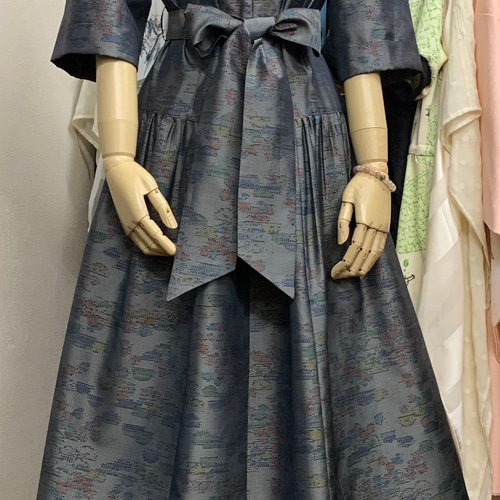 No227大島紬着物リメイク 重ね襟ノースリーブ 証紙付き ちゃんみ〜様ご