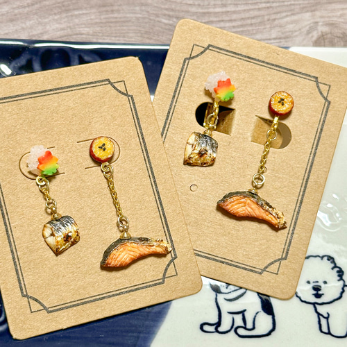 期間限定】秋鮭と秋サバのピアス・イヤリング ピアス（フック