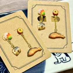 期間限定】秋鮭と秋サバのピアス・イヤリング ピアス（フック