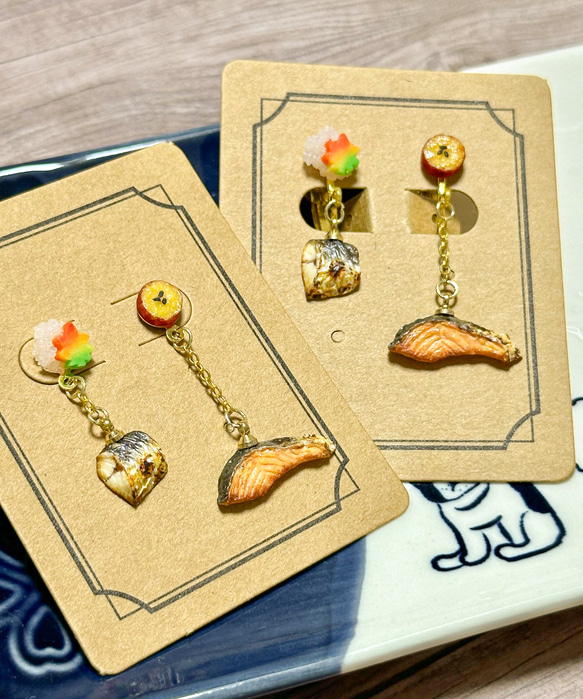 期間限定】秋鮭と秋サバのピアス・イヤリング ピアス（フック