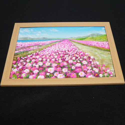 油絵 油彩 油彩画 絵 絵画 【水巻町コスモス園】 絵画 HR 通販