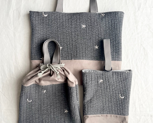 レッスンバッグ 上履き入れ 体操服袋 ヌビ ムーンスター刺繍