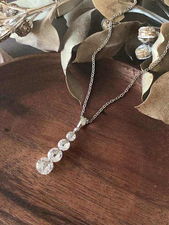 No.50 ジルコニアクリスタル4連シルバーネックレス サージカル  