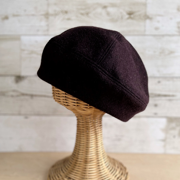 ラウンドベレー帽子・バーガンディー 7枚目の画像
