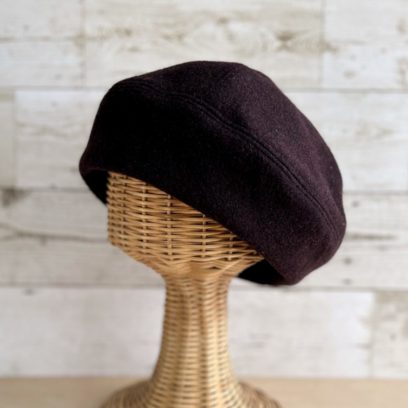ラウンドベレー帽子・バーガンディー 1枚目の画像