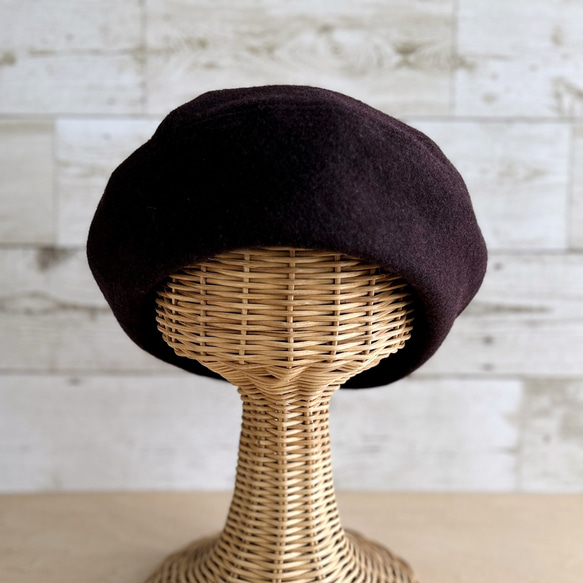 ラウンドベレー帽子・バーガンディー 8枚目の画像