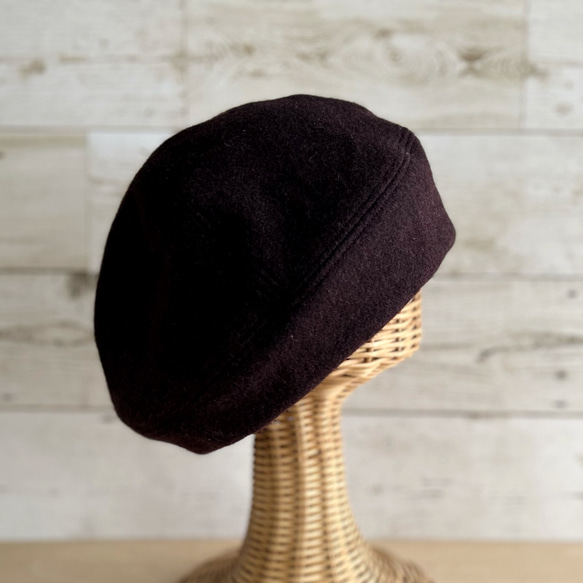 ラウンドベレー帽子・バーガンディー 3枚目の画像