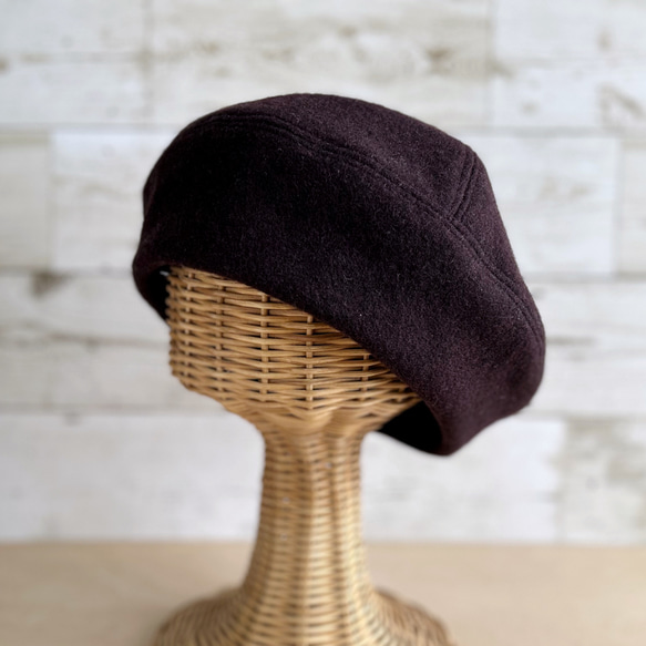 ラウンドベレー帽子・バーガンディー 6枚目の画像