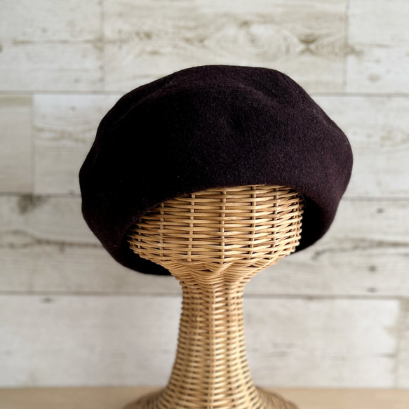 ラウンドベレー帽子・バーガンディー 2枚目の画像