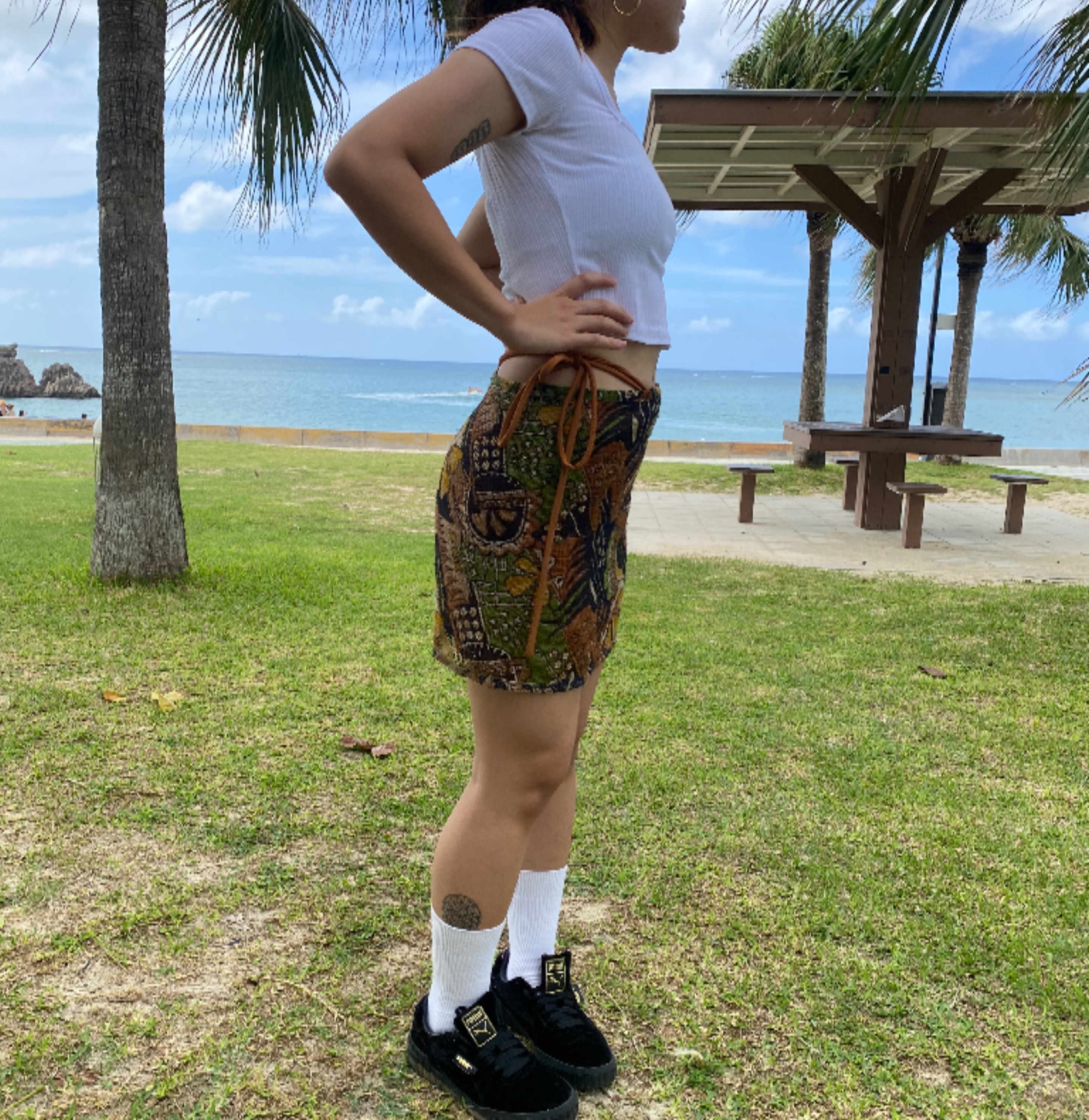 パレオ風巻きミニスカート(アメリカンヴィンテージ) インナータイト紐スカート2セット