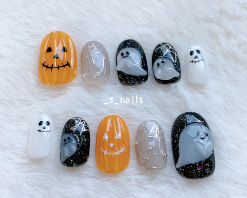 現品サイズ商品 》＊ ハロウィンネイル ＊ ネイルチップ ネイルチップ