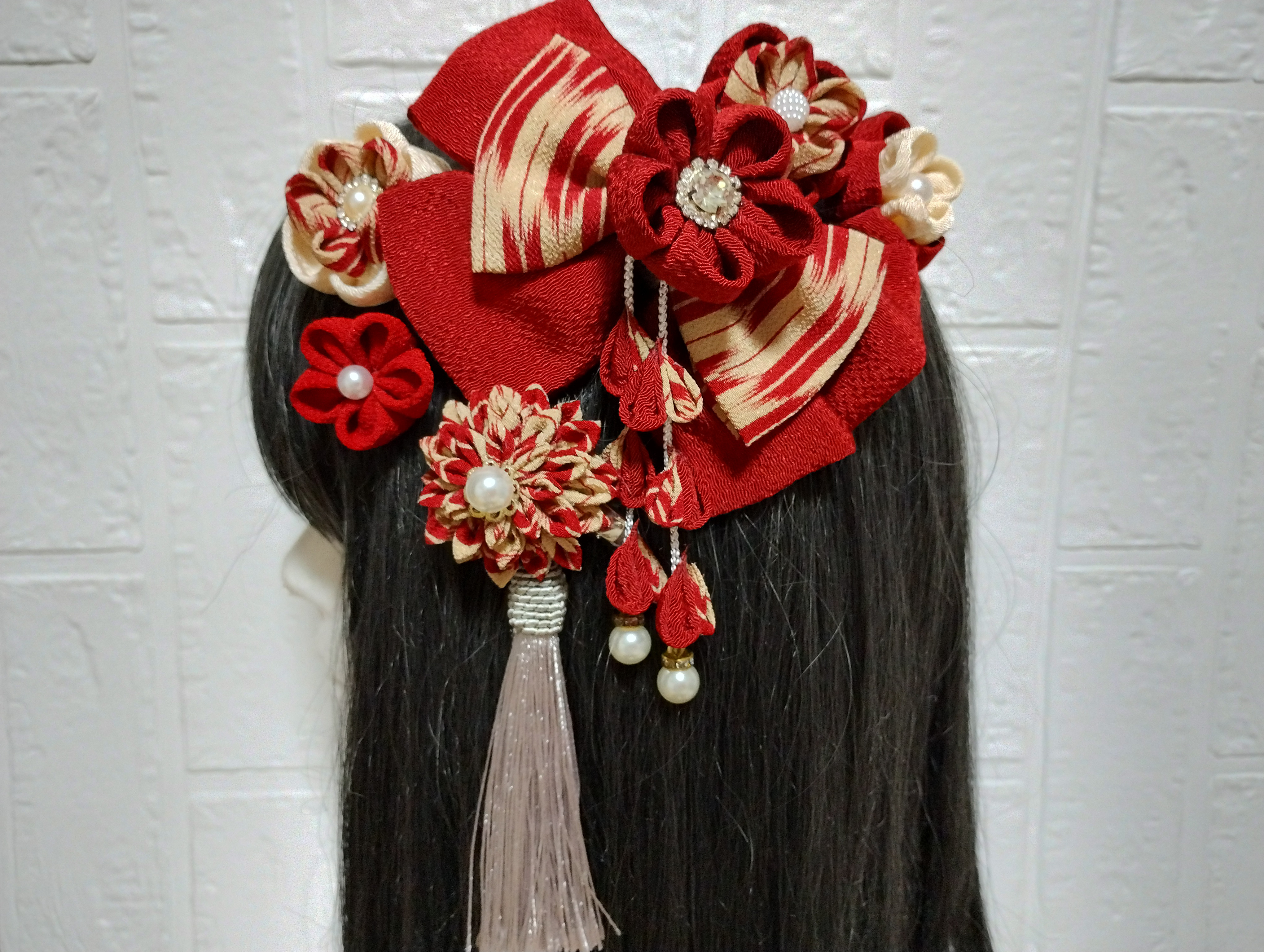 オーダー髪飾り　お好きなカラーで作製します！　成人式髪飾り　卒業式髪飾り　七五三髪飾り　つまみ細工髪飾り