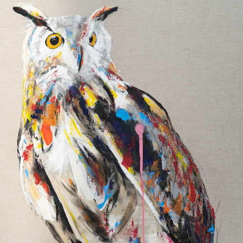 owl / フクロウ 1メートル正方形作品 絵画 TOMOYA 通販