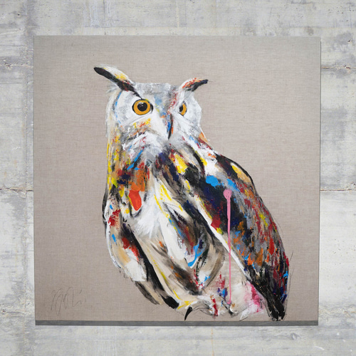 owl / フクロウ 1メートル正方形作品 絵画 TOMOYA 通販