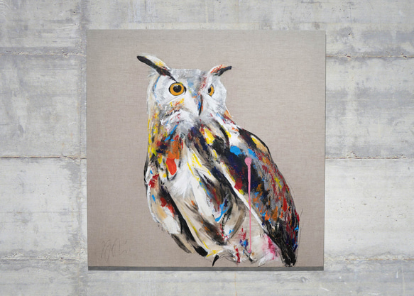 owl / フクロウ 1メートル正方形作品 絵画 TOMOYA 通販
